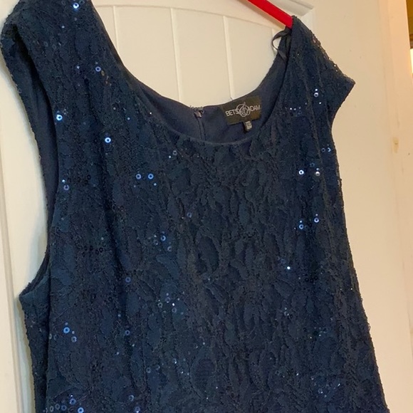 Blue formal sparkle tea length dress - Picture 2 of 4